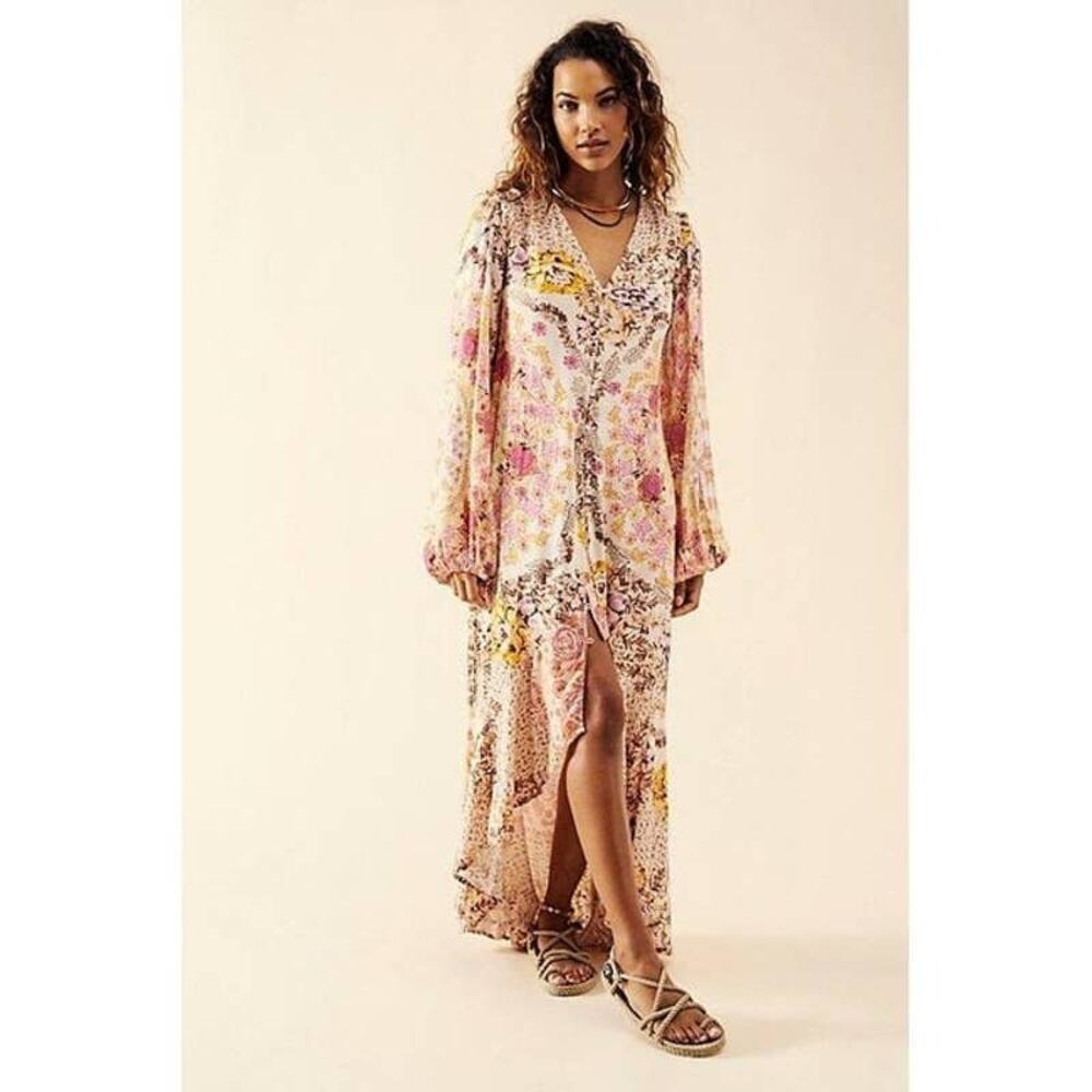 New Free People Marais Floral Printed Midi Dress $168 XS Boho MAXI